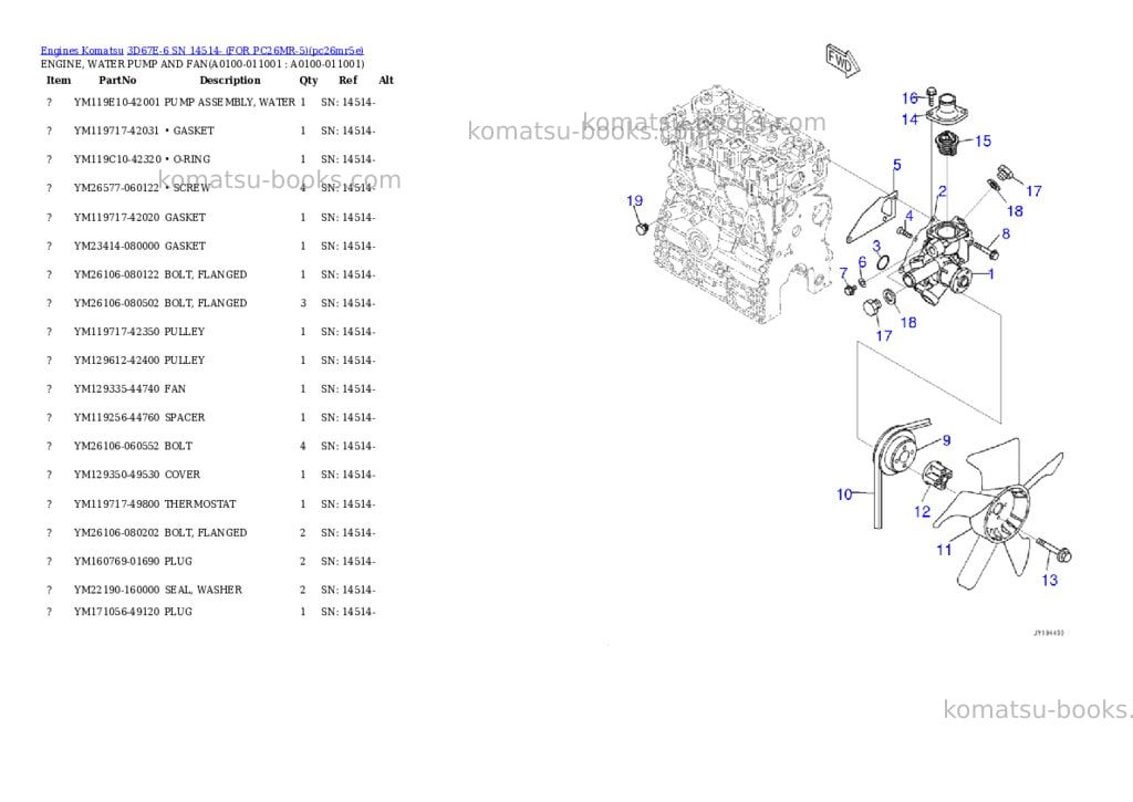 Komatsu 3D67E-6 SN 14514- (FOR PC26MR-5) Parts catalog cover Page 9 Komatsu 3D67E-6 SN 14514- (FOR PC26MR-5) Parts catalog cover Page 9