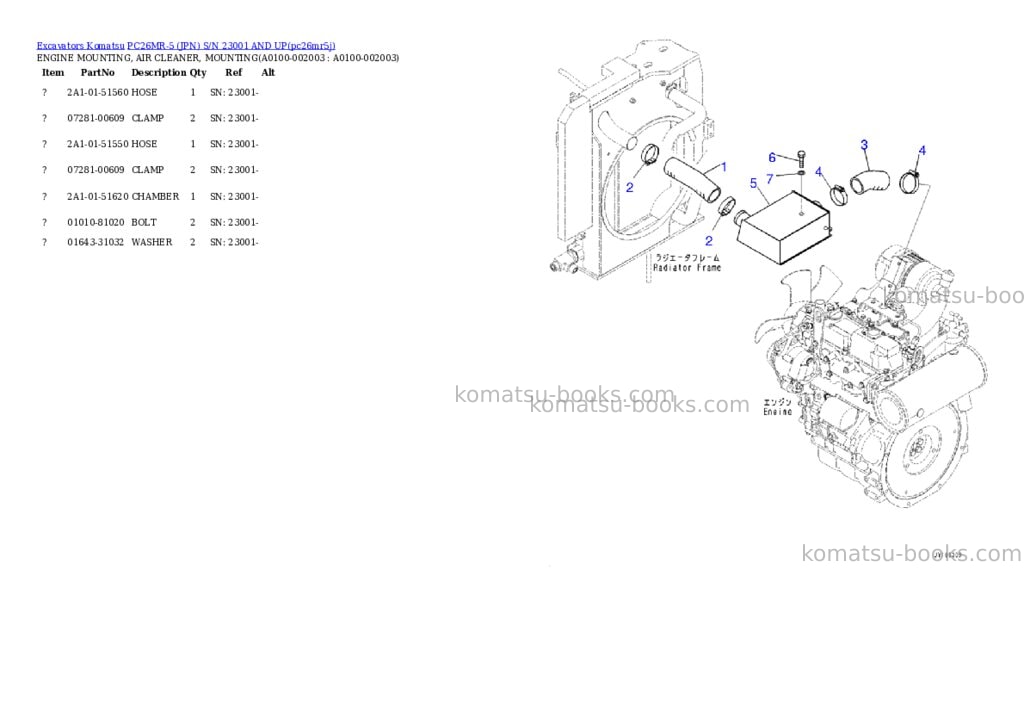 Komatsu PC26MR-5 (JPN) S/N 23001 AND UP Parts catalog cover Page 2
