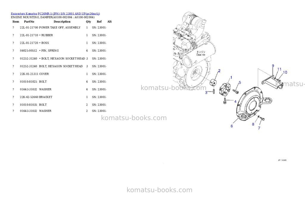 Komatsu PC26MR-5 (JPN) S/N 23001 AND UP Parts catalog cover Page 3