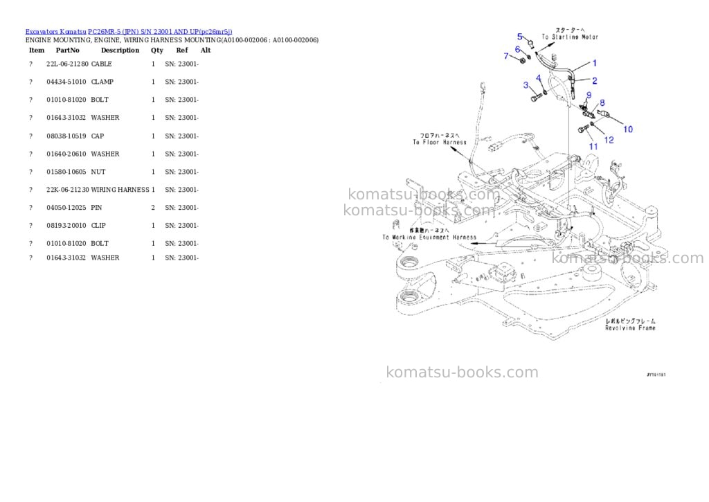 Komatsu PC26MR-5 (JPN) S/N 23001 AND UP Parts catalog cover Page 5