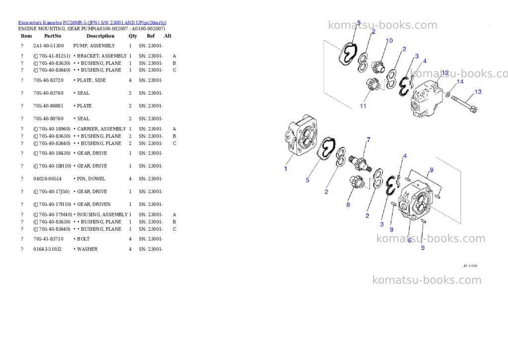 Komatsu PC26MR-5 (JPN) S/N 23001 AND UP Parts catalog cover Page 6