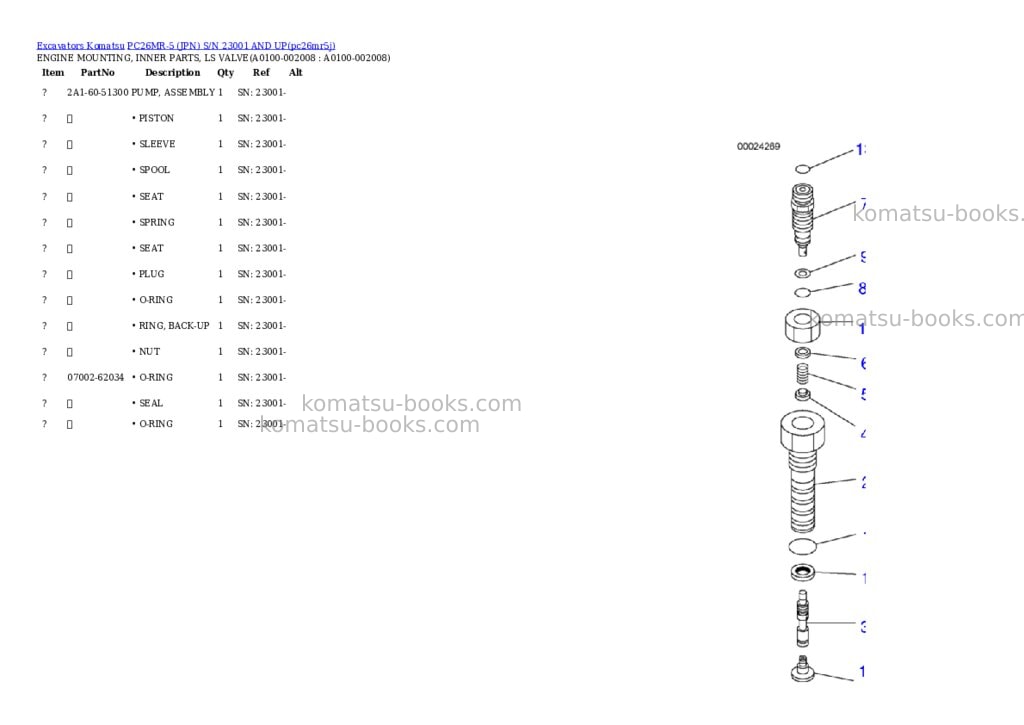 Komatsu PC26MR-5 (JPN) S/N 23001 AND UP Parts catalog cover Page 7