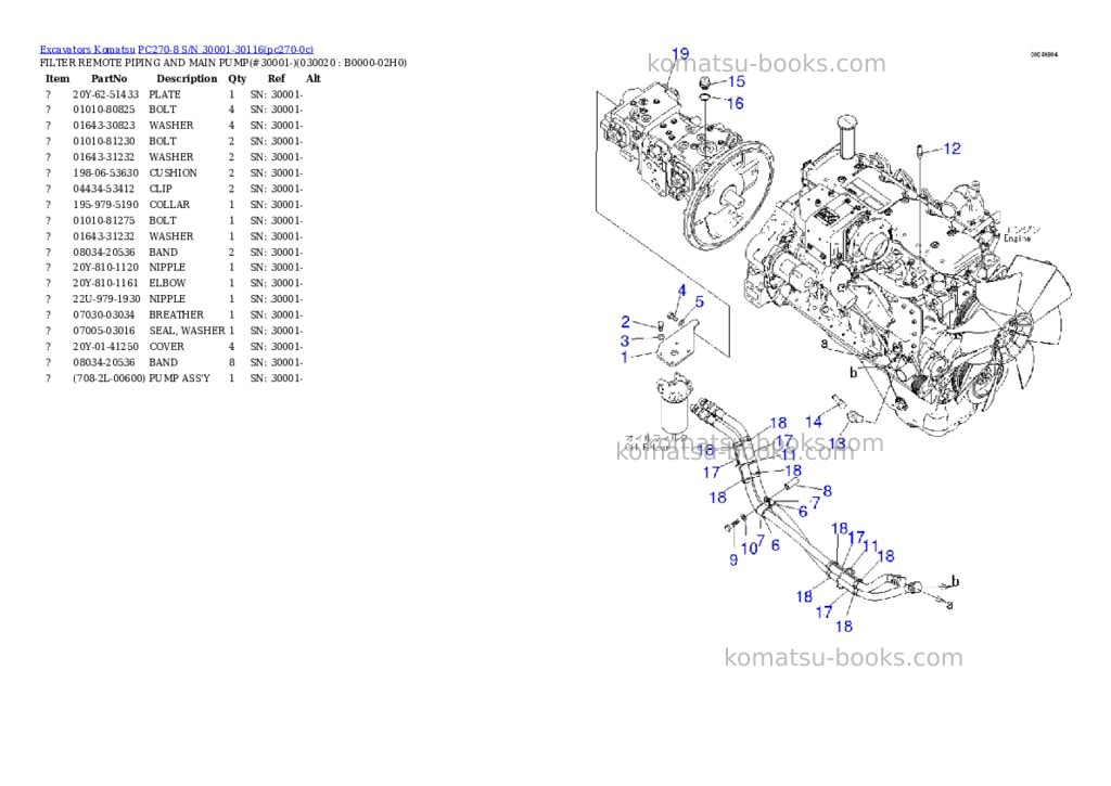 Komatsu pc270-8 s/n 30001-30116 Parts catalog cover Komatsu pc270-8 s/n 30001-30116 Parts catalog cover