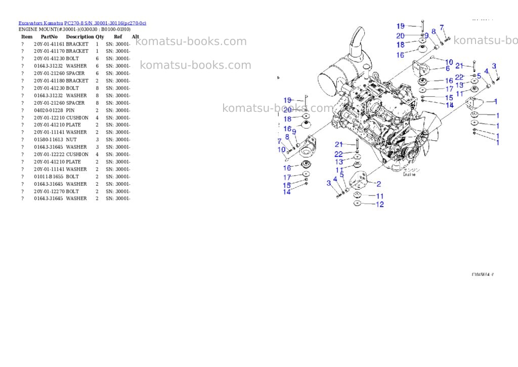 Komatsu pc270-8 s/n 30001-30116 Parts catalog cover Page 2 Komatsu pc270-8 s/n 30001-30116 Parts catalog cover Page 2