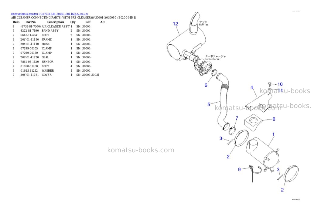 Komatsu pc270-8 s/n 30001-30116 Parts catalog cover Page 4 Komatsu pc270-8 s/n 30001-30116 Parts catalog cover Page 4