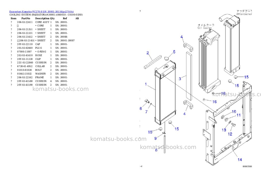 Komatsu pc270-8 s/n 30001-30116 Parts catalog cover Page 7 Komatsu pc270-8 s/n 30001-30116 Parts catalog cover Page 7