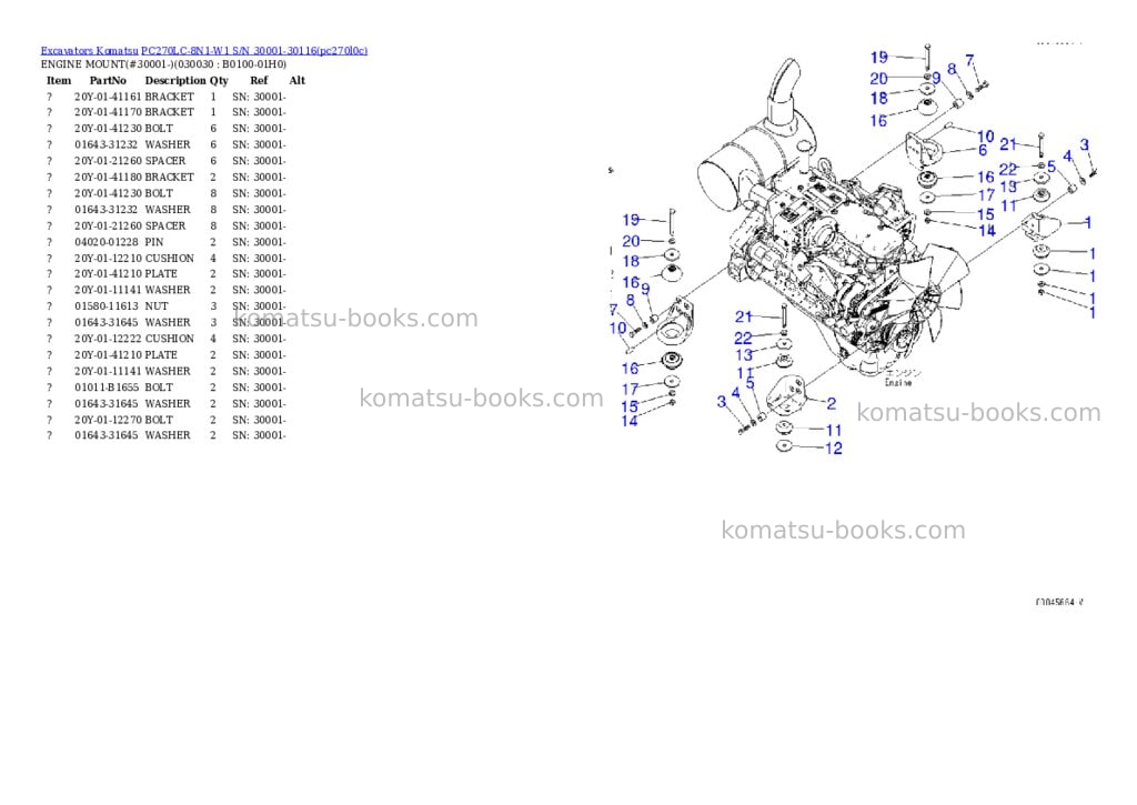 Komatsu pc270lc-8n1-w1 s/n 30001-30116 Parts catalog cover Page 2
