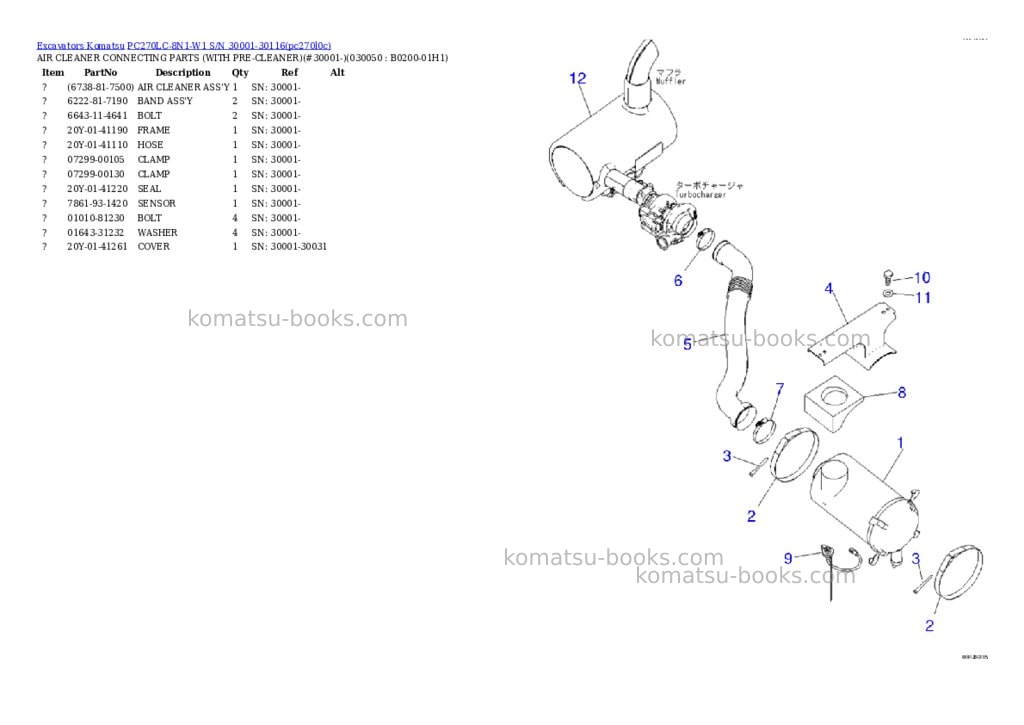 Komatsu pc270lc-8n1-w1 s/n 30001-30116 Parts catalog cover Page 4