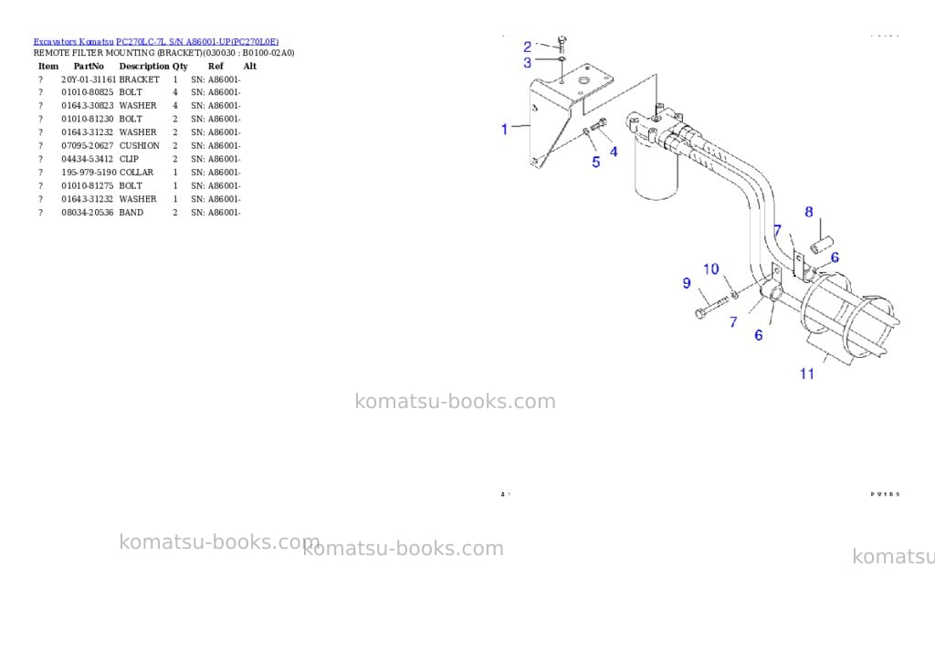 Komatsu pc270lc-7l s/n a86001-up Parts catalog cover Page 2 Komatsu pc270lc-7l s/n a86001-up Parts catalog cover Page 2