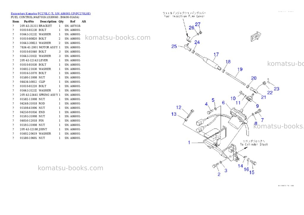 Komatsu pc270lc-7l s/n a86001-up Parts catalog cover Page 5 Komatsu pc270lc-7l s/n a86001-up Parts catalog cover Page 5