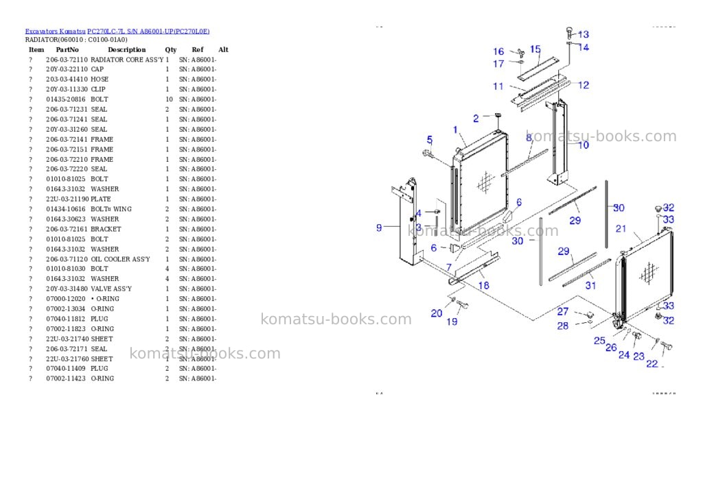 Komatsu pc270lc-7l s/n a86001-up Parts catalog cover Page 6 Komatsu pc270lc-7l s/n a86001-up Parts catalog cover Page 6