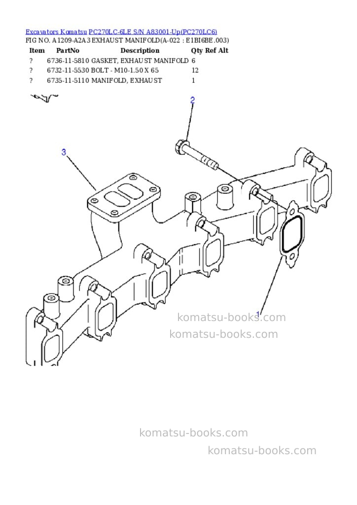 Komatsu pc270lc-6le s/n a83001-up Parts catalog cover Page 10