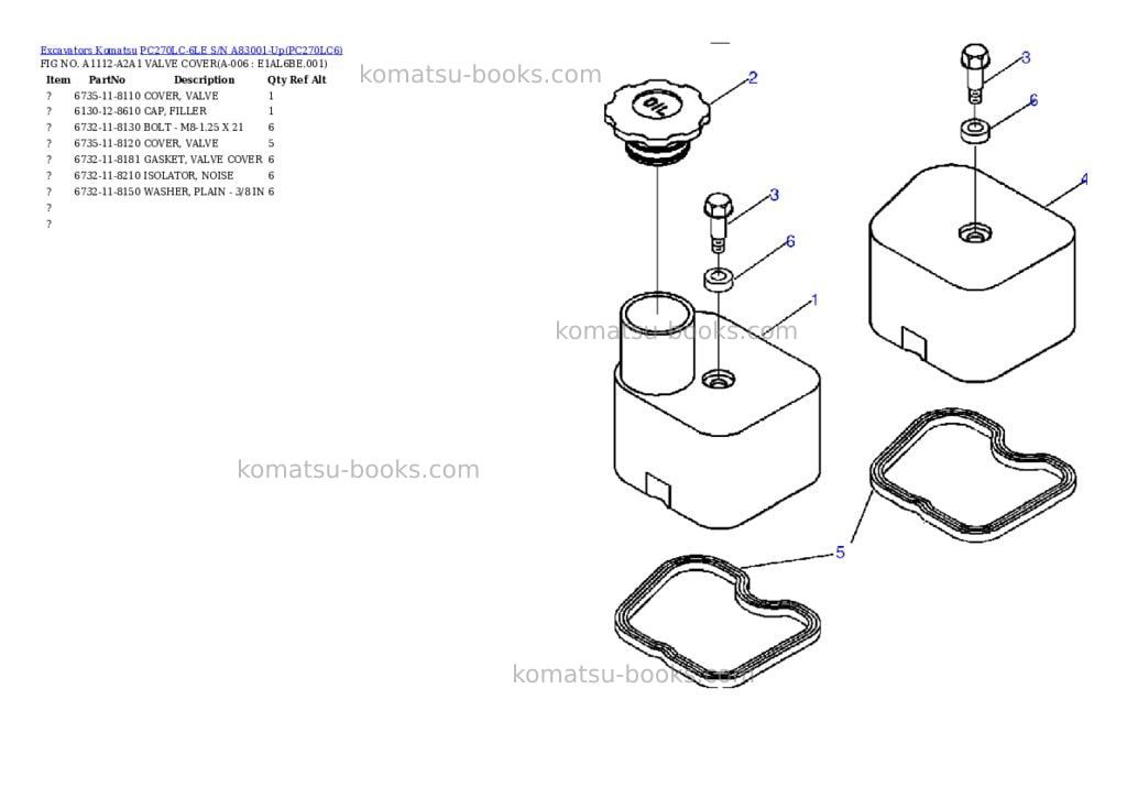 Komatsu pc270lc-6le s/n a83001-up Parts catalog cover Page 3