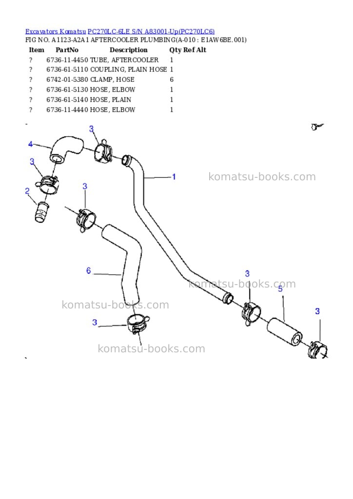 Komatsu pc270lc-6le s/n a83001-up Parts catalog cover Page 5