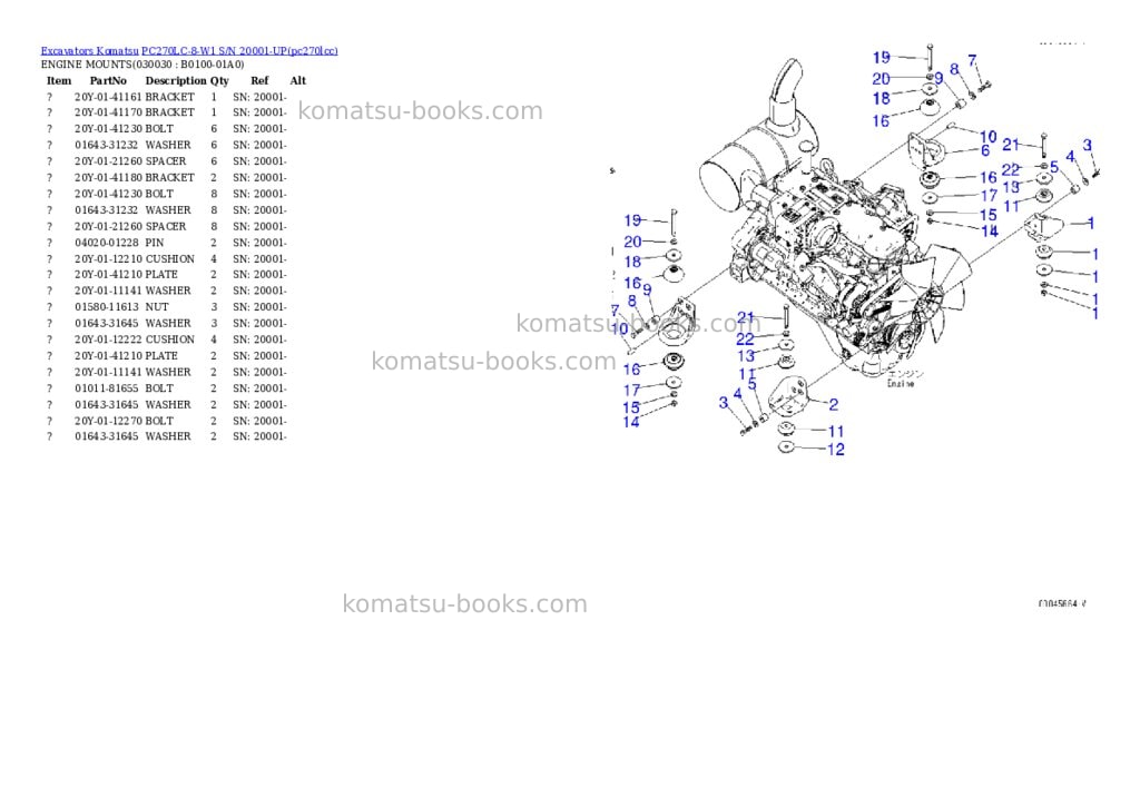 Komatsu pc270lc-8-w1 s/n 20001-up Parts catalog cover Page 2 Komatsu pc270lc-8-w1 s/n 20001-up Parts catalog cover Page 2