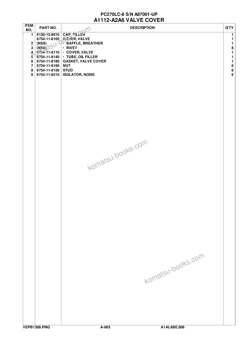 Komatsu pc270lc-8 s/n a87001-up Parts catalog cover Page 8 Komatsu pc270lc-8 s/n a87001-up Parts catalog cover Page 8