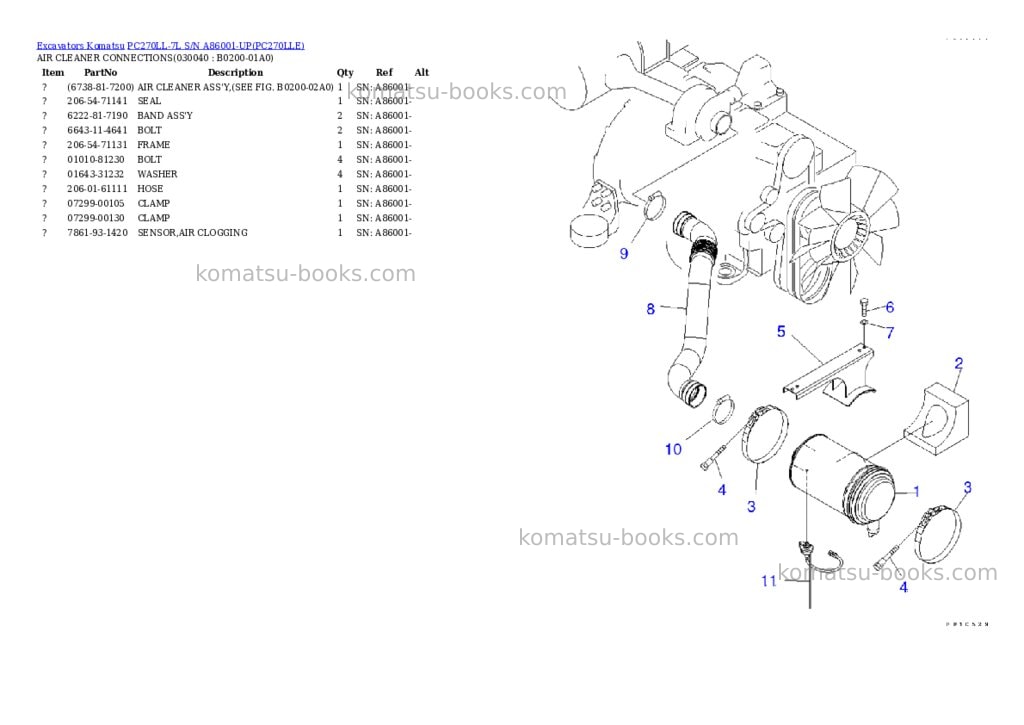 Komatsu pc270ll-7l s/n a86001-up Parts catalog cover Page 3
