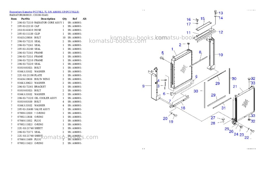 Komatsu pc270ll-7l s/n a86001-up Parts catalog cover Page 6