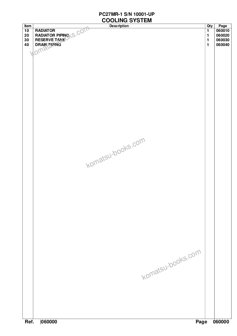 Komatsu pc27mr-1 s/n 10001-up Parts catalog cover Page 6 Komatsu pc27mr-1 s/n 10001-up Parts catalog cover Page 6