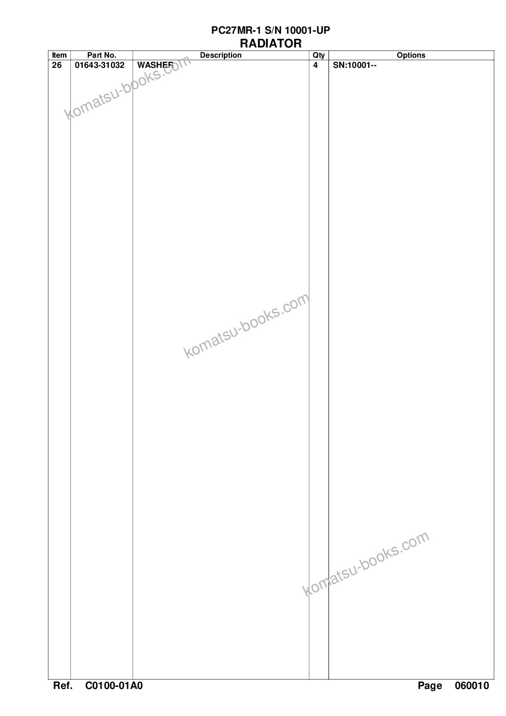 Komatsu pc27mr-1 s/n 10001-up Parts catalog cover Page 8 Komatsu pc27mr-1 s/n 10001-up Parts catalog cover Page 8