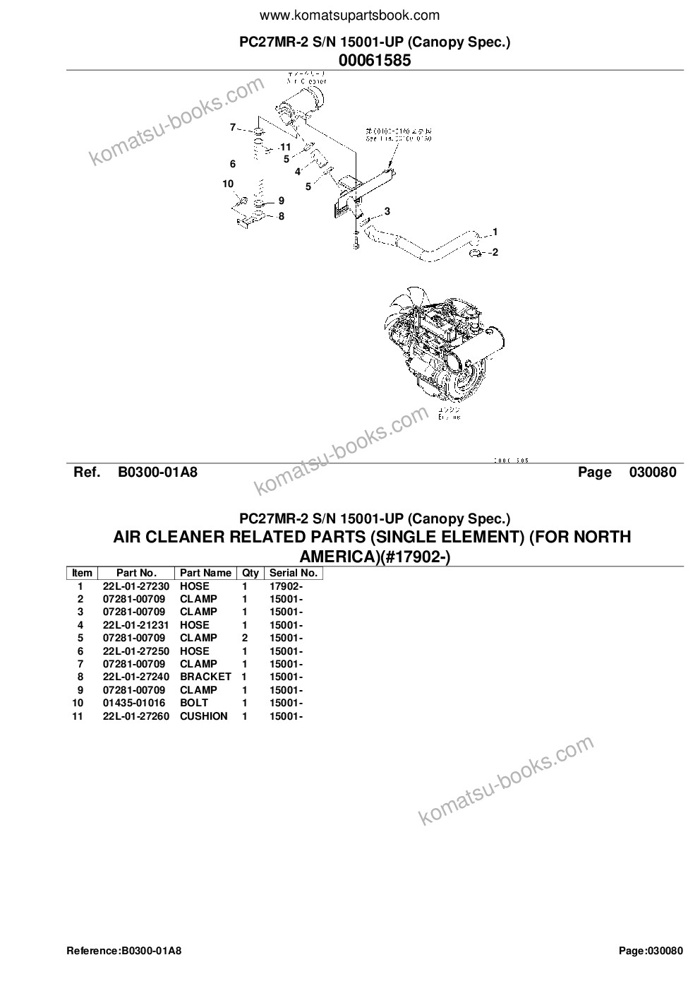 Komatsu pc27mr-2 s/n 15001-up canopy spec. Parts catalog cover Page 10 Komatsu pc27mr-2 s/n 15001-up canopy spec. Parts catalog cover Page 10