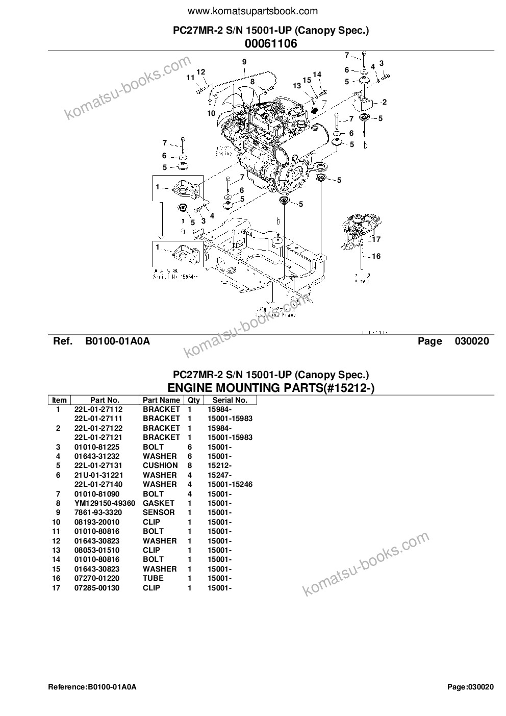 Komatsu pc27mr-2 s/n 15001-up canopy spec. Parts catalog cover Page 4 Komatsu pc27mr-2 s/n 15001-up canopy spec. Parts catalog cover Page 4
