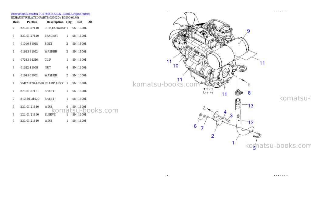 Komatsu pc27mr-2-a s/n 15001-up Parts catalog cover Komatsu pc27mr-2-a s/n 15001-up Parts catalog cover