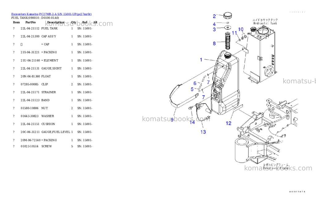 Komatsu pc27mr-2-a s/n 15001-up Parts catalog cover Page 8 Komatsu pc27mr-2-a s/n 15001-up Parts catalog cover Page 8