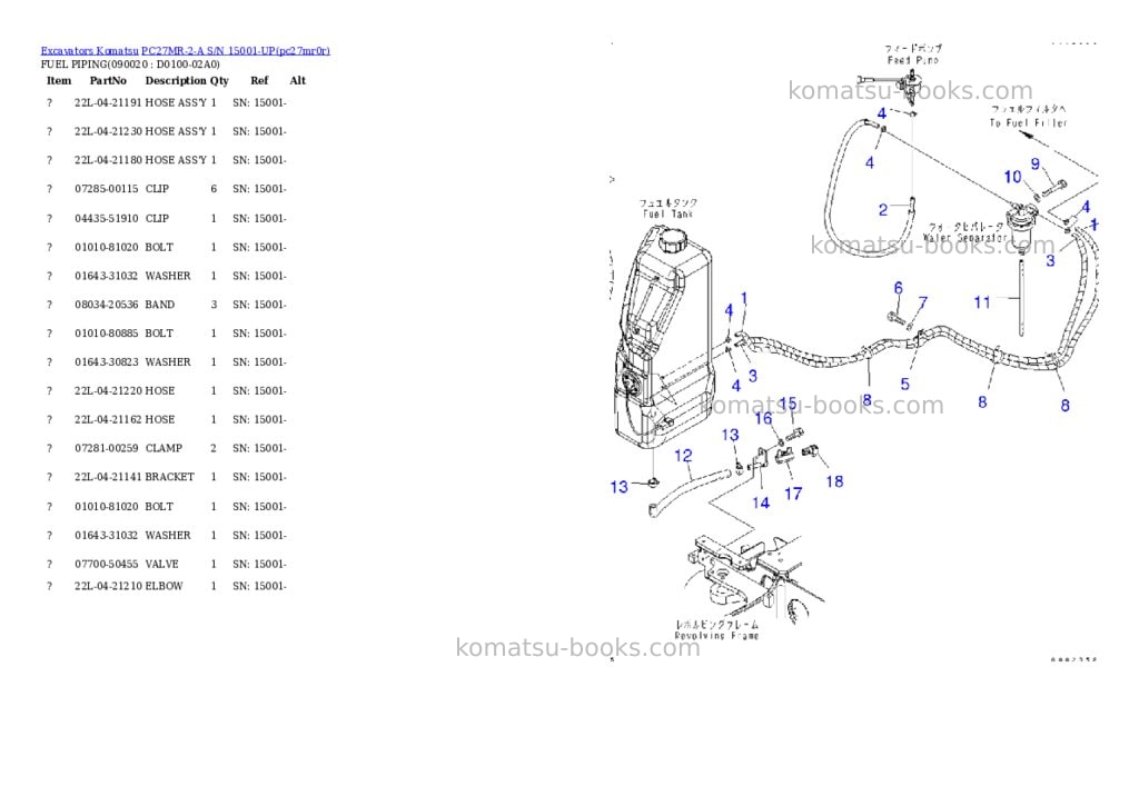 Komatsu pc27mr-2-a s/n 15001-up Parts catalog cover Page 9 Komatsu pc27mr-2-a s/n 15001-up Parts catalog cover Page 9