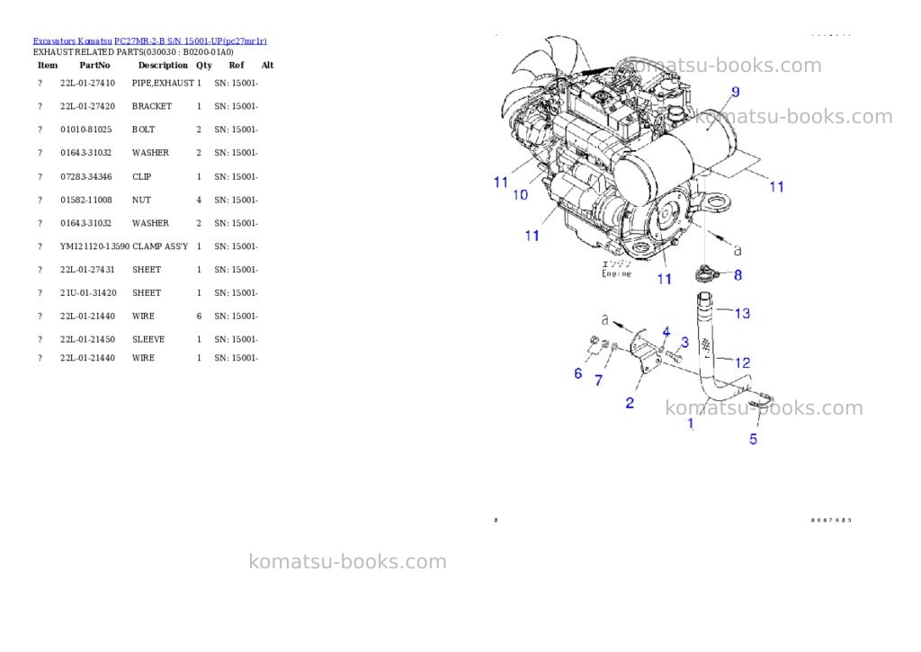 Komatsu pc27mr-2-b s/n 15001-up Parts catalog cover Page 2 Komatsu pc27mr-2-b s/n 15001-up Parts catalog cover Page 2