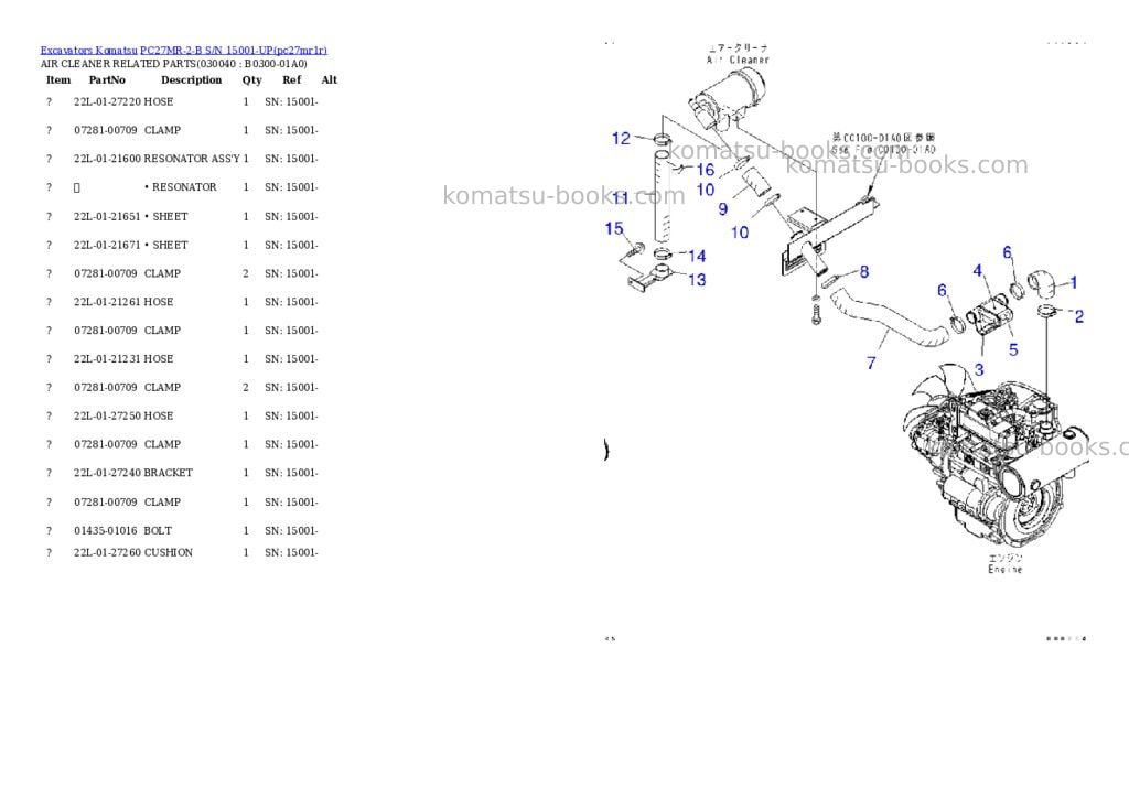 Komatsu pc27mr-2-b s/n 15001-up Parts catalog cover Page 3 Komatsu pc27mr-2-b s/n 15001-up Parts catalog cover Page 3