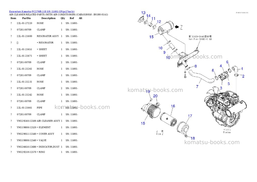 Komatsu pc27mr-2-b s/n 15001-up Parts catalog cover Page 4 Komatsu pc27mr-2-b s/n 15001-up Parts catalog cover Page 4