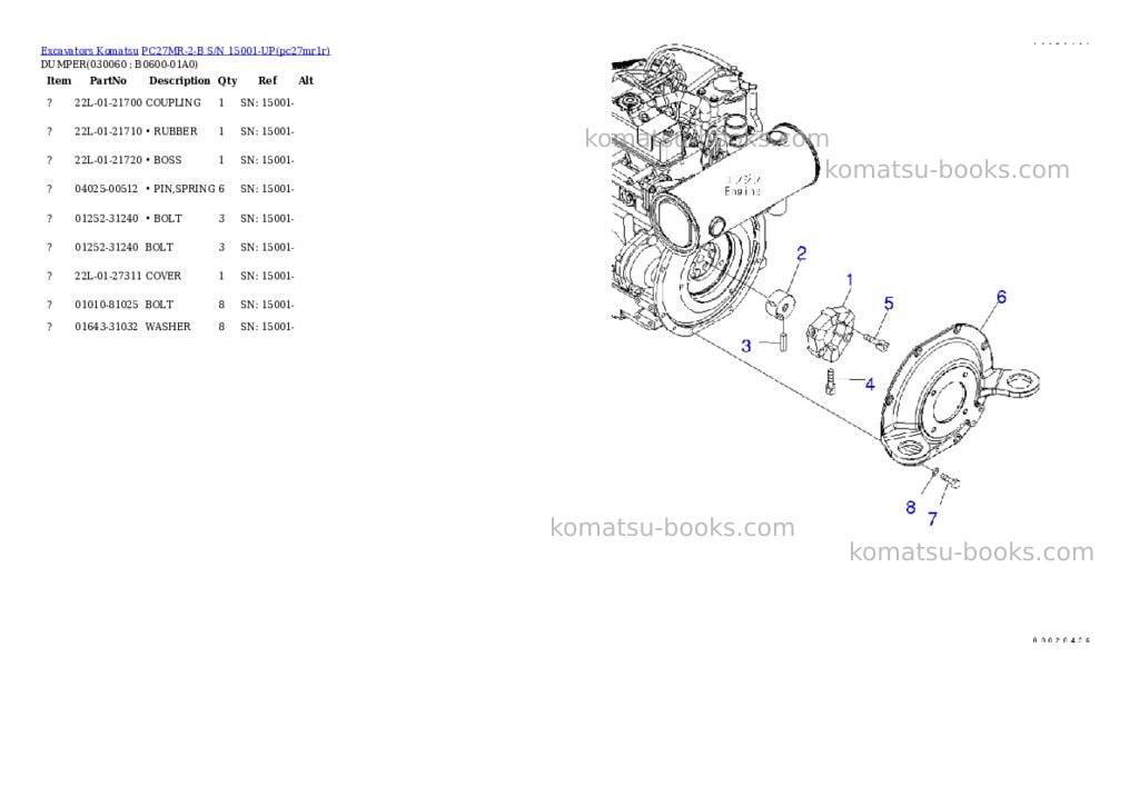 Komatsu pc27mr-2-b s/n 15001-up Parts catalog cover Page 5 Komatsu pc27mr-2-b s/n 15001-up Parts catalog cover Page 5