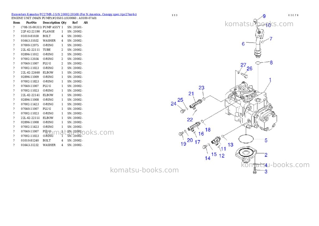 Komatsu PC27MR-3 S/N 20002-20508 (For N.America, Canopy spec.) Parts catalog cover Page 5 Komatsu PC27MR-3 S/N 20002-20508 (For N.America, Canopy spec.) Parts catalog cover Page 5