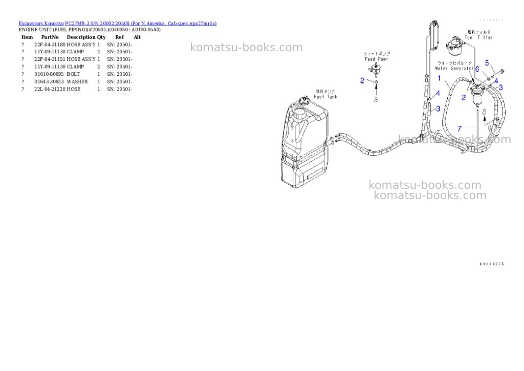 Komatsu pc27mr-3 s/n 20002-20508 for n.america, cab spec. Parts catalog cover Page 4
