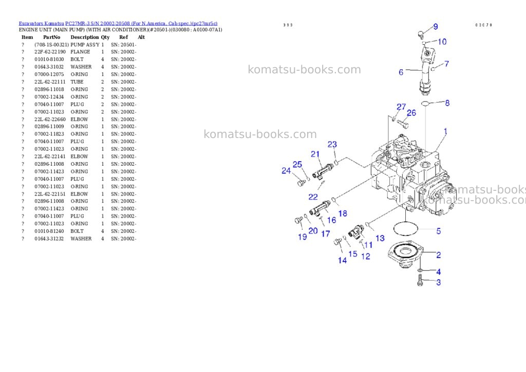 Komatsu pc27mr-3 s/n 20002-20508 for n.america, cab spec. Parts catalog cover Page 7