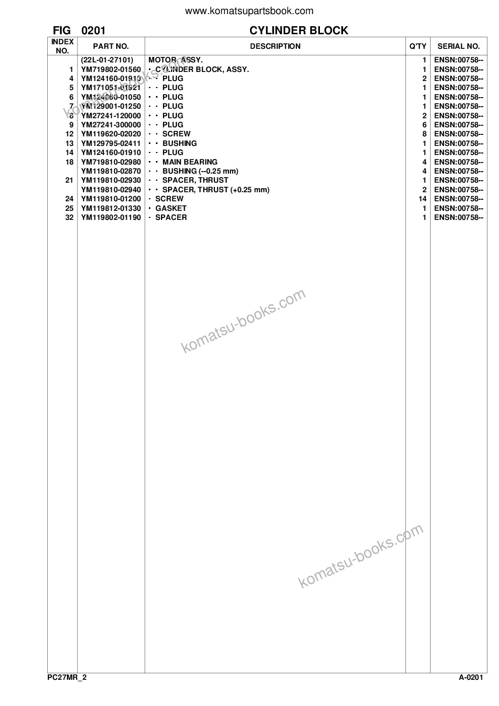 Komatsu pc27mr-2 s/n f00103-up Katalog części okładka Strona 10