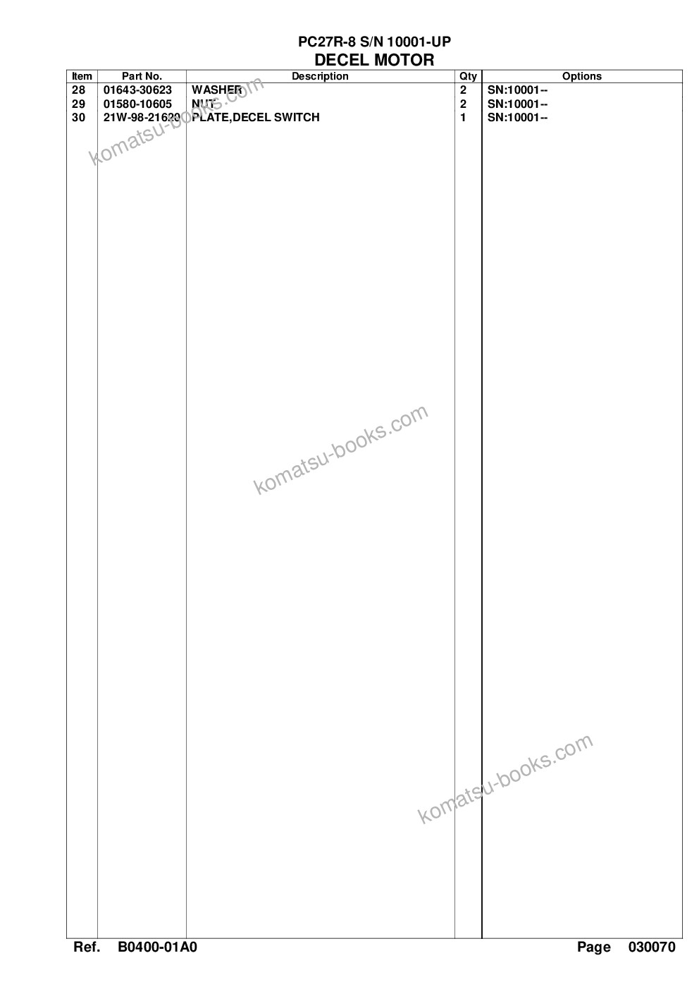 Komatsu PC27R-8 S/N 10001-UP Parts catalog cover Page 10 Komatsu PC27R-8 S/N 10001-UP Parts catalog cover Page 10