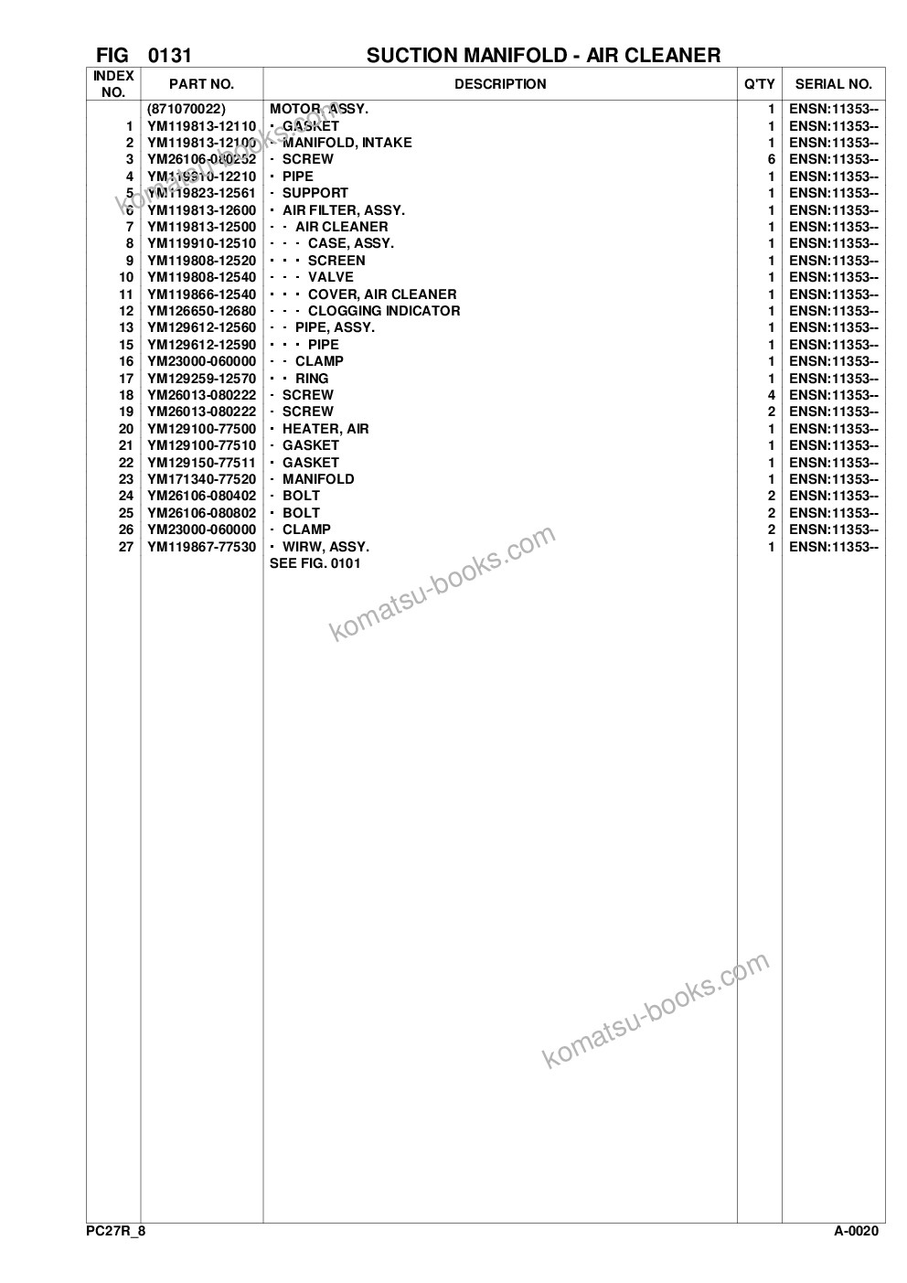 Komatsu pc27r-8 s/n f30001-up Ersatzteilkatalog Titelseite Seite 6