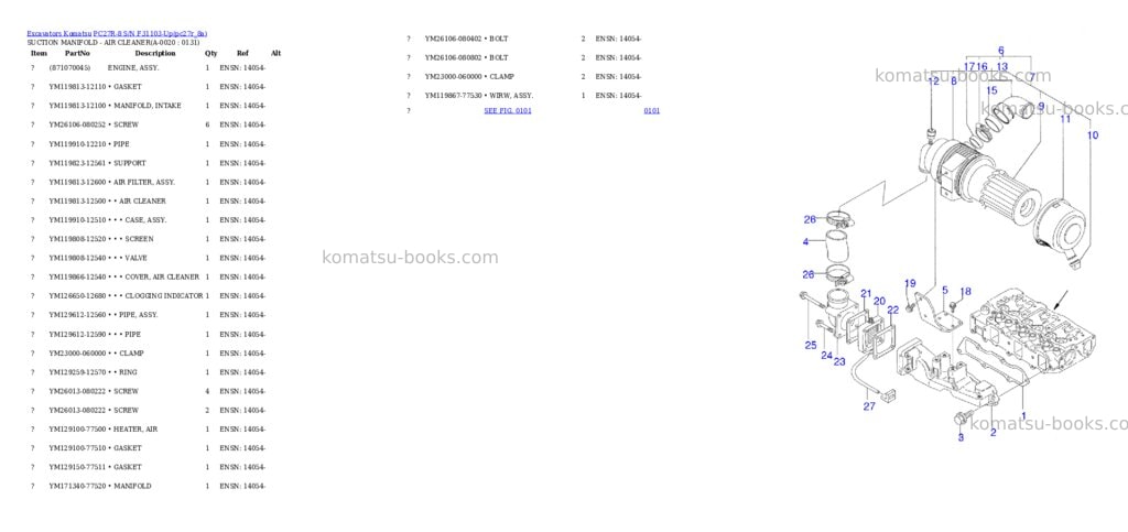 Komatsu pc27r-8 s/n f31103-up Parts catalog cover