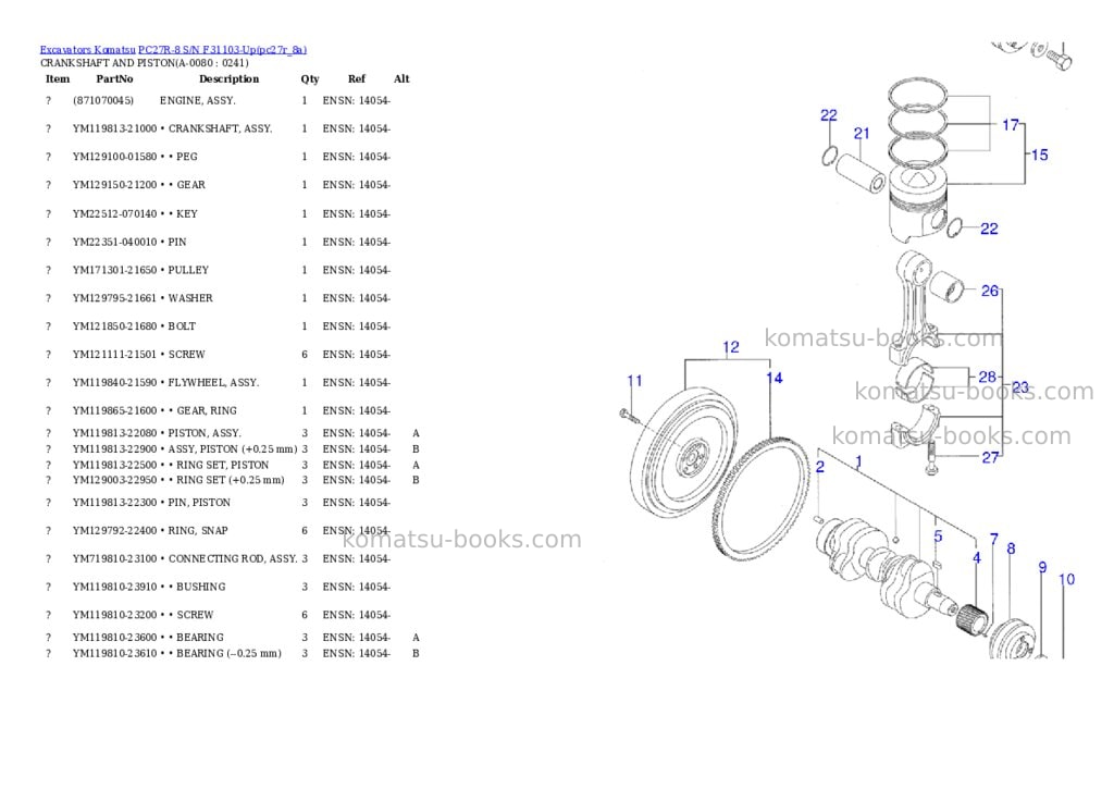 Komatsu pc27r-8 s/n f31103-up Parts catalog cover Page 7