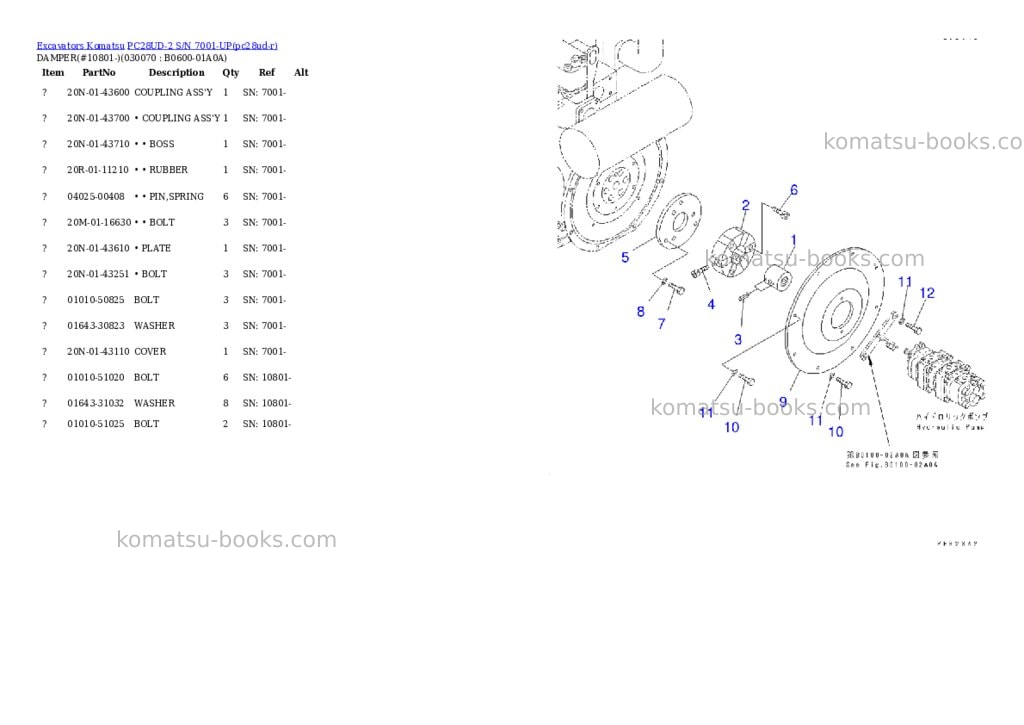 Komatsu pc28ud-2 s/n 7001-up Parts catalog cover Page 6