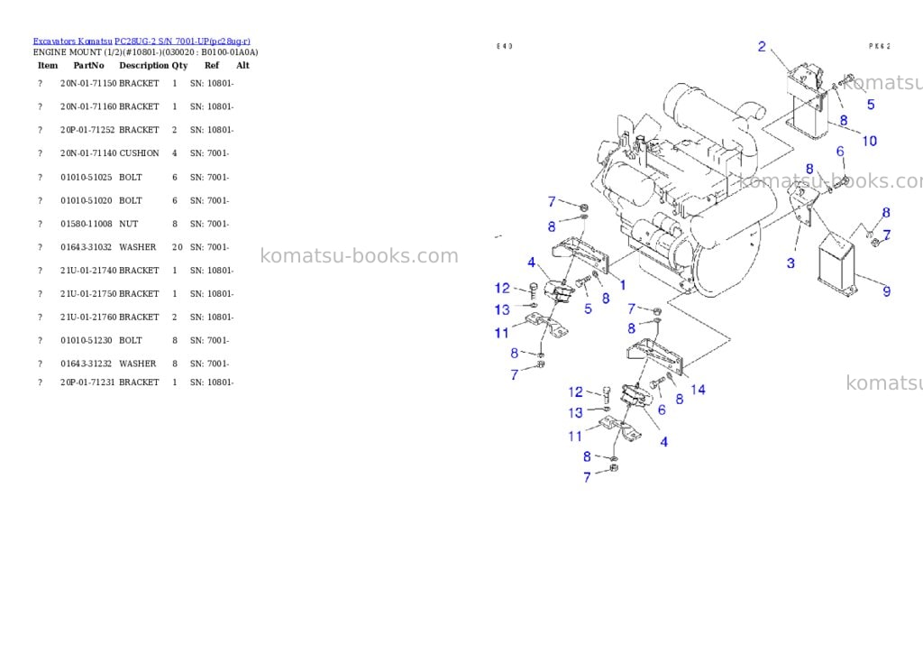 Komatsu pc28ug-2 s/n 7001-up Parts catalog cover