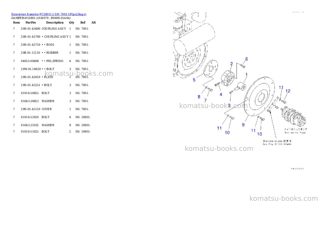 Komatsu pc28ug-2 s/n 7001-up Parts catalog cover Page 6