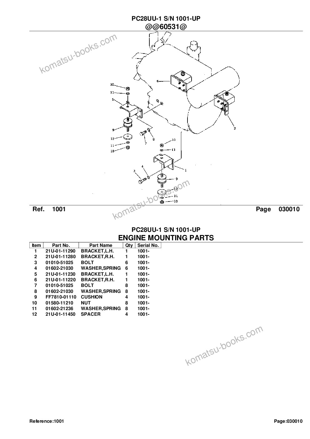 Komatsu PC28UU-1 S/N 1001-UP Parts catalog cover Page 3 Komatsu PC28UU-1 S/N 1001-UP Parts catalog cover Page 3