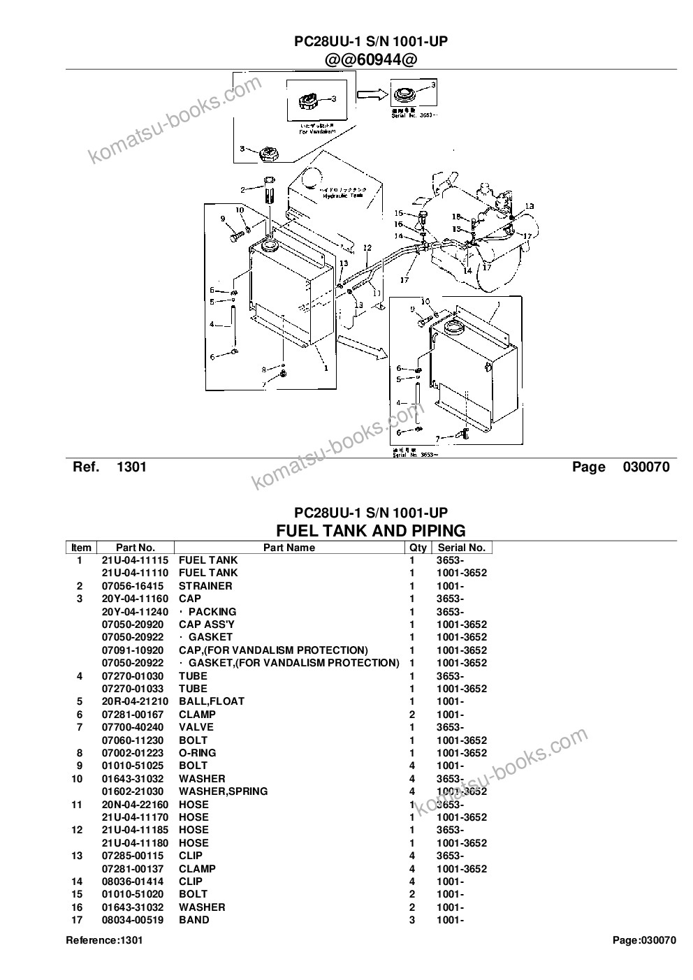Komatsu PC28UU-1 S/N 1001-UP Parts catalog cover Page 9 Komatsu PC28UU-1 S/N 1001-UP Parts catalog cover Page 9