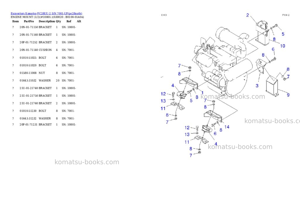 Komatsu PC28UU-2 S/N 7001-UP Parts catalog cover Komatsu PC28UU-2 S/N 7001-UP Parts catalog cover