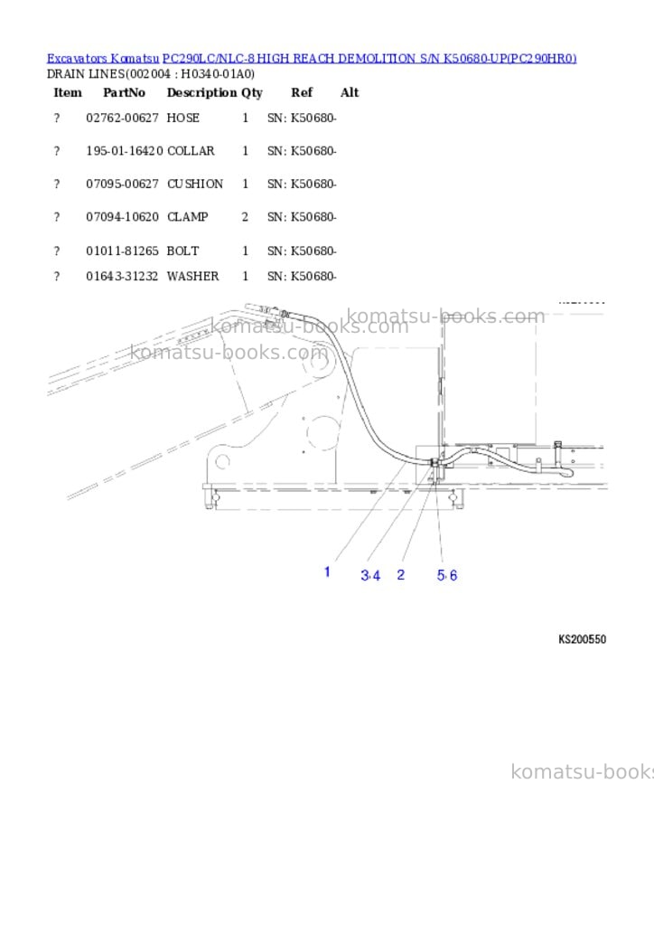 Komatsu pc290lc/nlc-8 high reach demolition s/n k50680-up Parts catalog cover Page 5 Komatsu pc290lc/nlc-8 high reach demolition s/n k50680-up Parts catalog cover Page 5