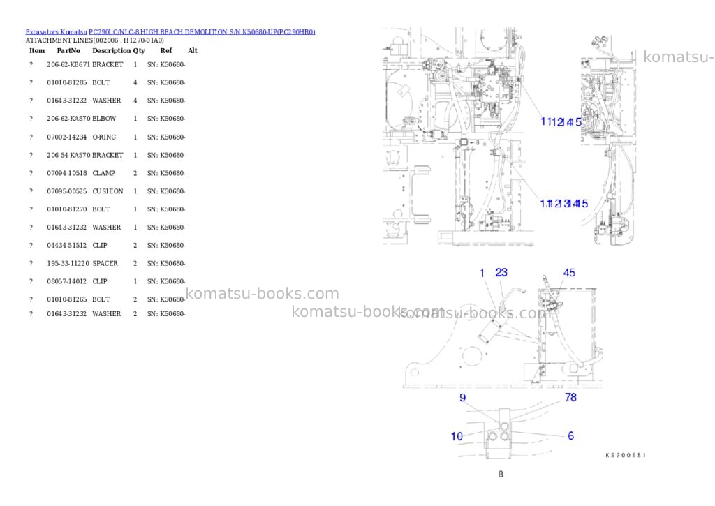Komatsu pc290lc/nlc-8 high reach demolition s/n k50680-up Parts catalog cover Page 7 Komatsu pc290lc/nlc-8 high reach demolition s/n k50680-up Parts catalog cover Page 7
