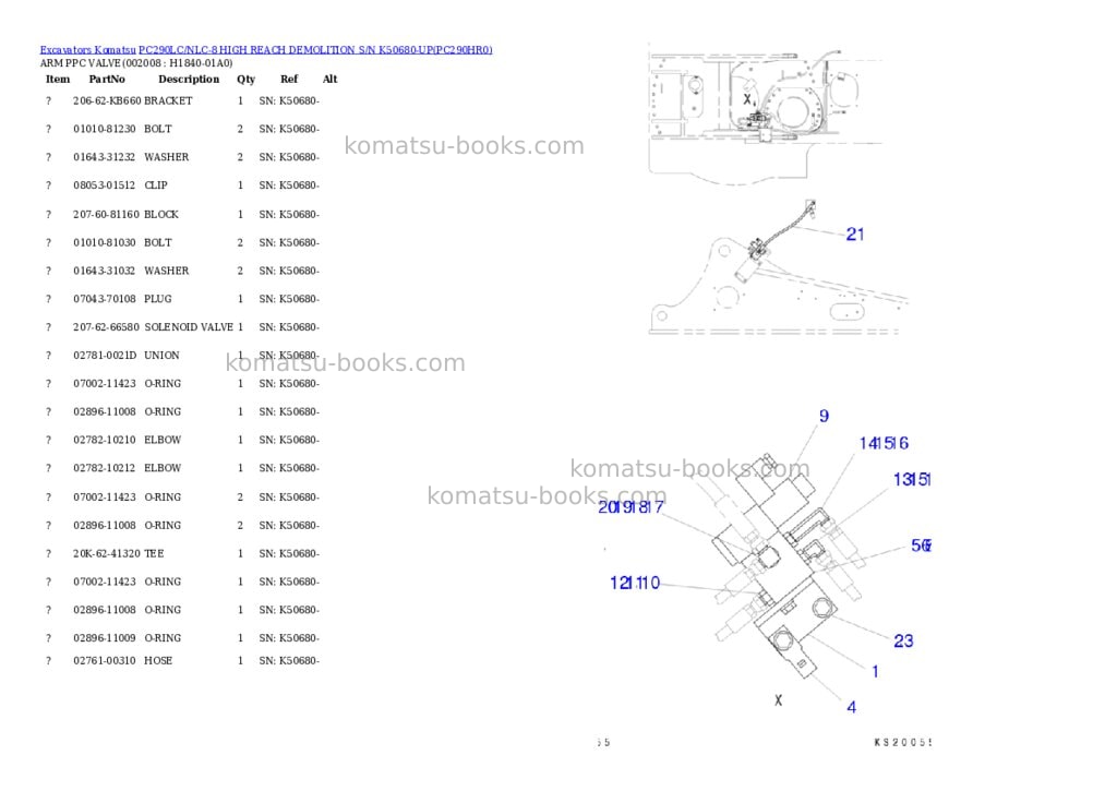 Komatsu pc290lc/nlc-8 high reach demolition s/n k50680-up Parts catalog cover Page 9 Komatsu pc290lc/nlc-8 high reach demolition s/n k50680-up Parts catalog cover Page 9